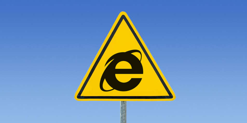 Señal de peligro conteniendo el logo de Internet Explorer